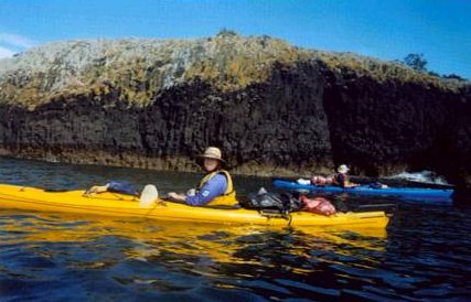 kayaking among rock formations near Moturoa Is