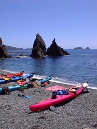 Kayaks beached in the Cavalli Is, north of the Bay of Islands